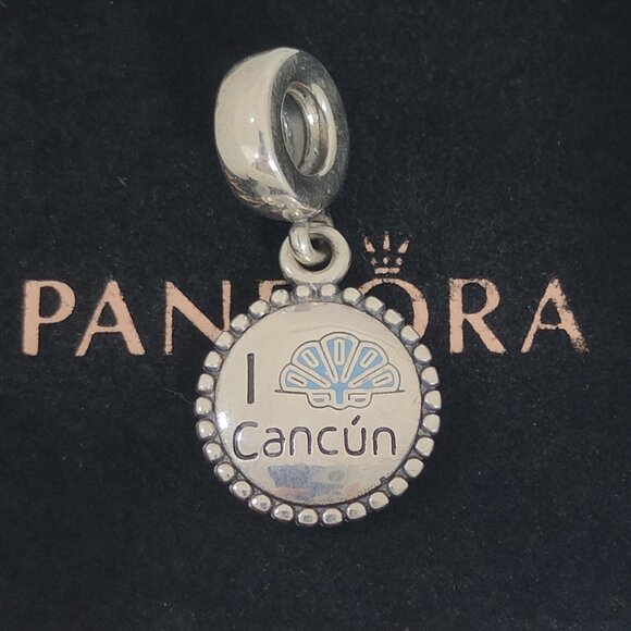 Pandora I Love Cancun Exclusive Dangle Charm Seashell Pendant Travel Destination - Picture 1 of 6
